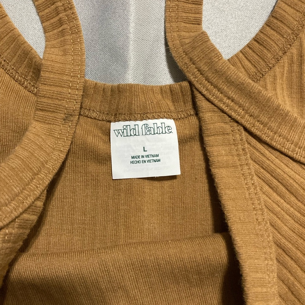Wild Fable Tan Ribbed Crop Top - Picture 2 of 3